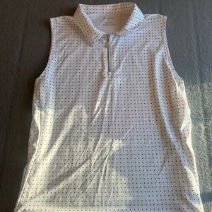 Women's White Polka Dot Sleeveless Blouse